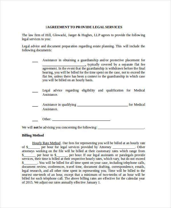legal agreement statement services sample