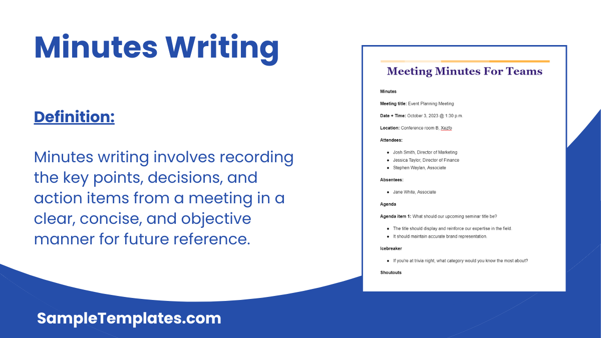 Minutes Writing