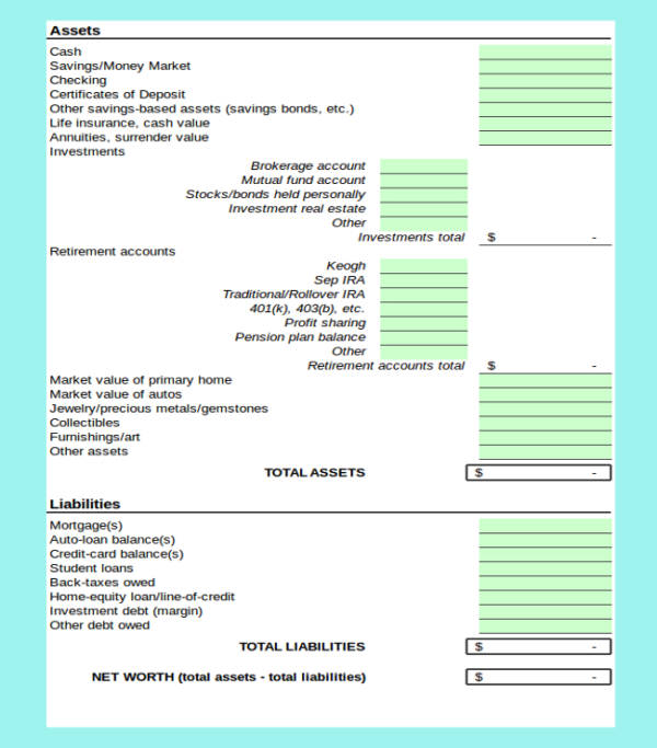 net worth calculator from journal