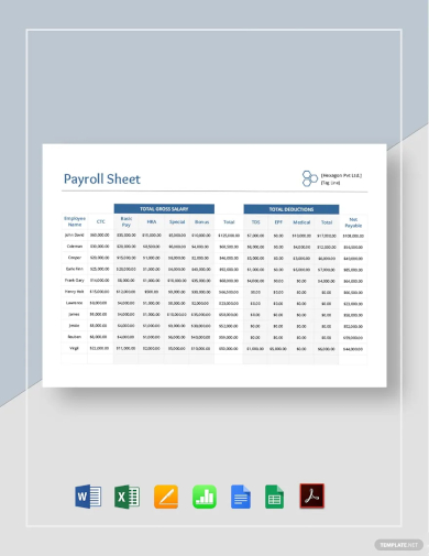 payroll sheet template