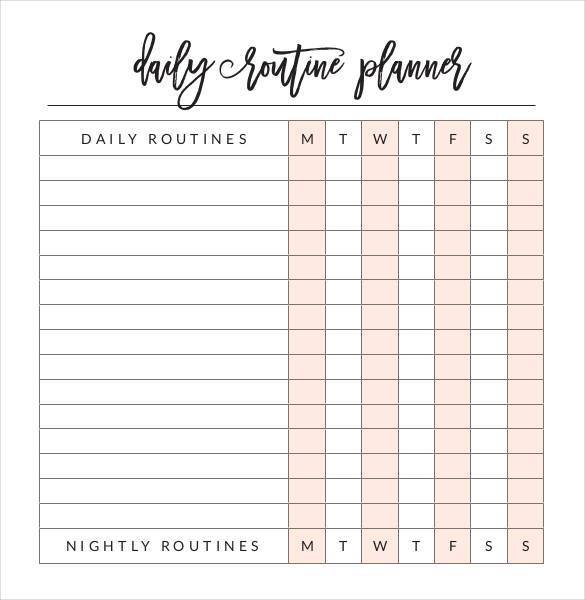 personal daily routine planner template
