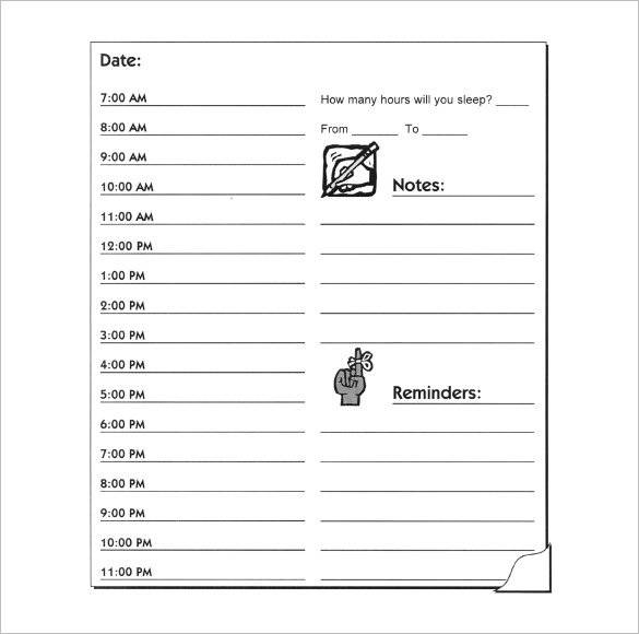 printable daily hourly planner template