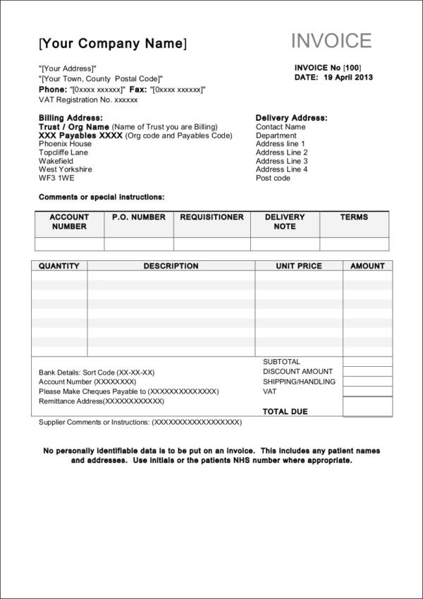 invoice for self employed