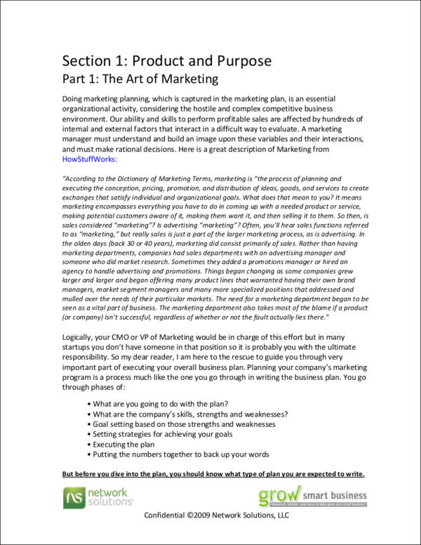 sample marketing plan writing guide
