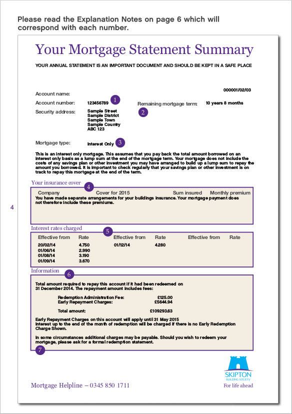 Free 9 Mortgage Statement Samples And Templates Pdf