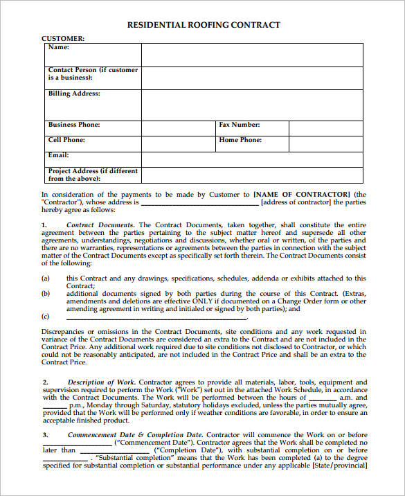 Pdf Printable Roofing Contract Template 2023 Template Printable