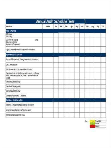 annual audit schedule template