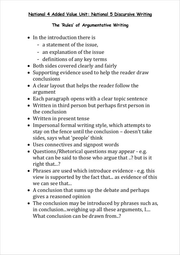 discursive writing help sheets