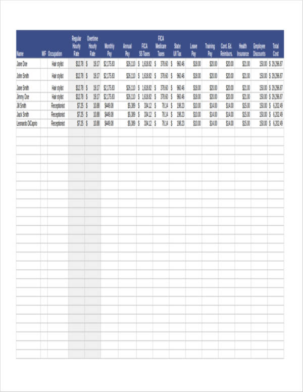 FREE 26+ Payroll Templates in Excel