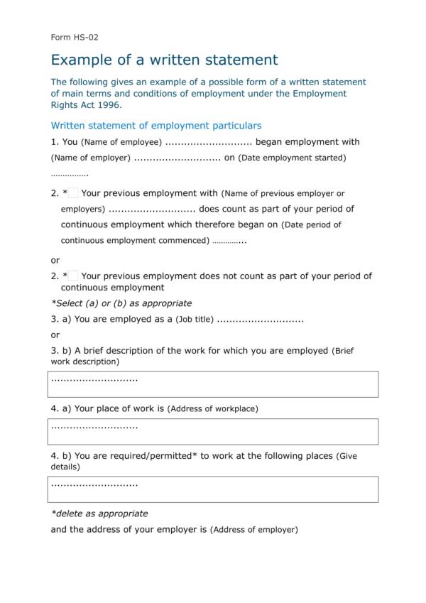 statement writing format