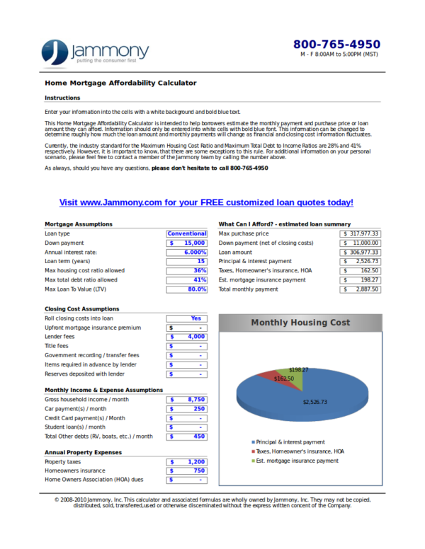 FREE 9 Home Affordability Calculator Samples and Templates in Excel