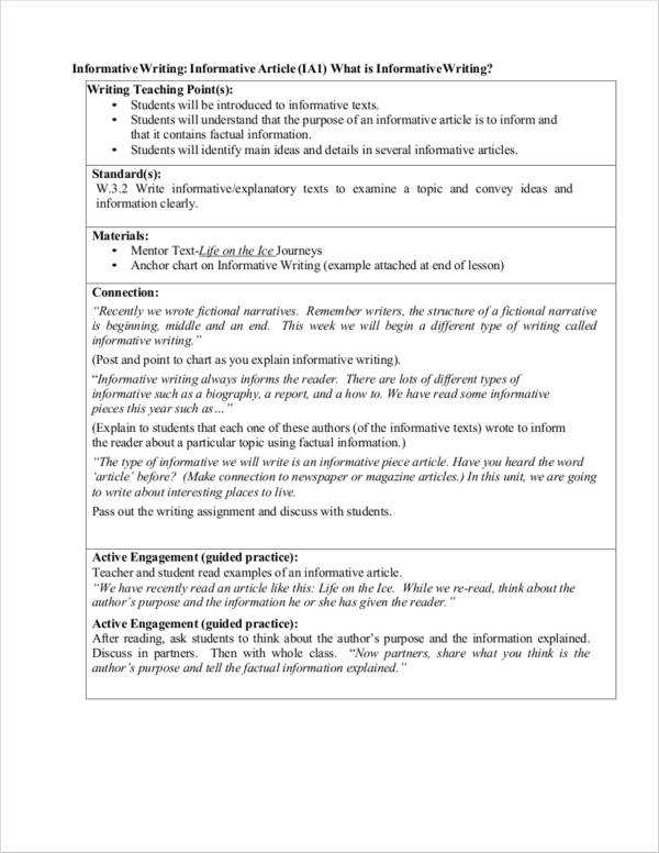 write the guideline for a informative essay