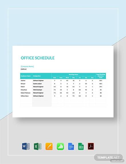 FREE 12+ Office Schedule Samples and Templates in PDF | MS Word | Excel