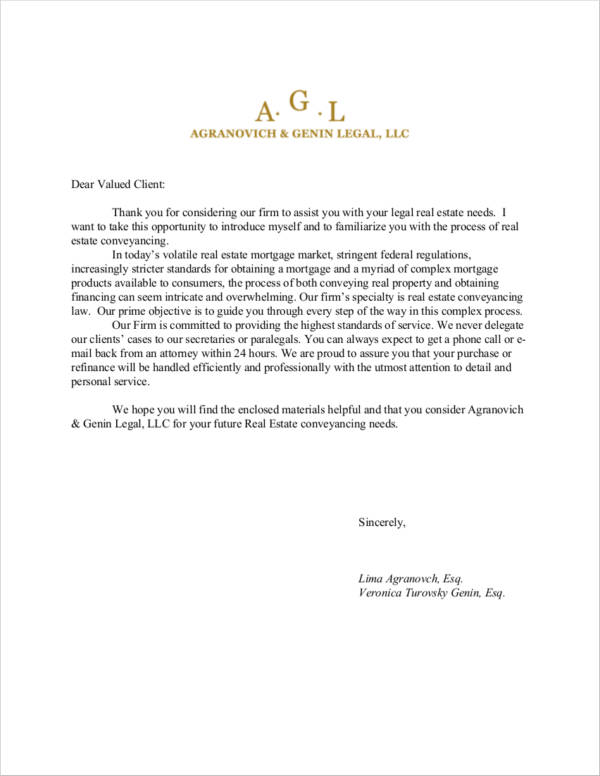 real estate thank you for consideration letter