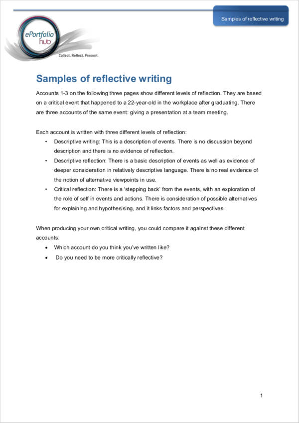 sample descriptive reflection