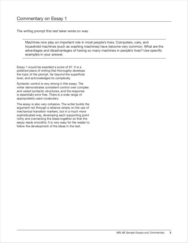 commentary essay structure