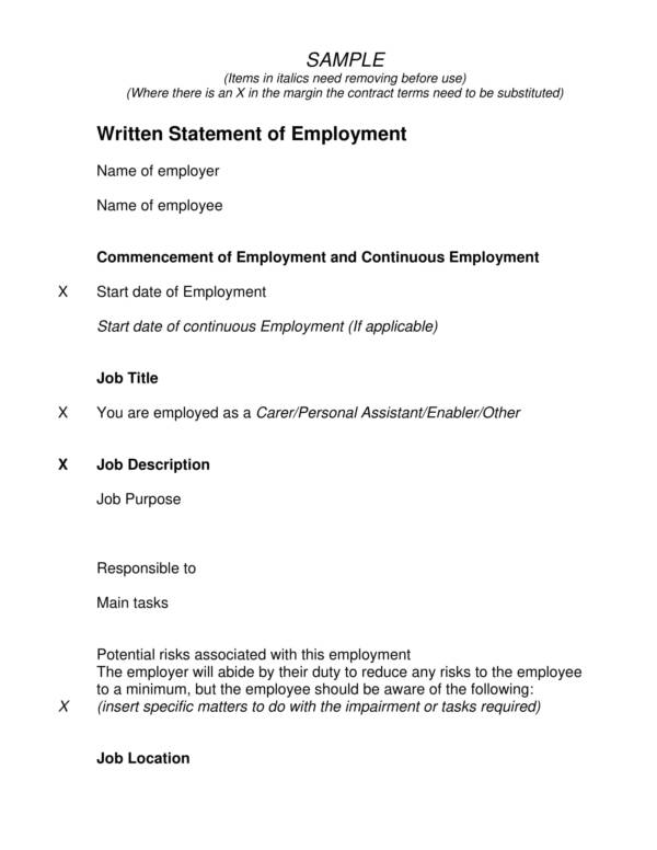 employment personal statement