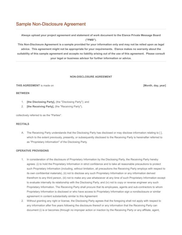 21  Nondisclosure Agreement Samples \u0026 Examples  PDF, Word