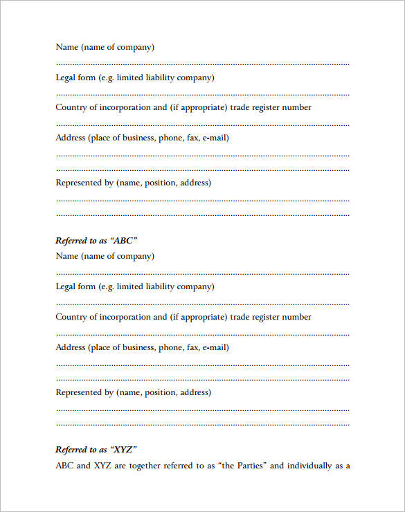 small business joint venture agreement template