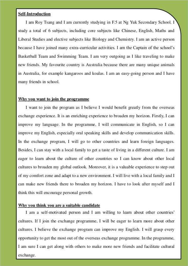 FREE 7+ Self-Introduction Letter Samples and Templates in PDF | MS Word