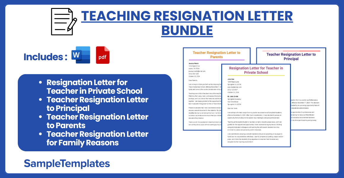 teaching resignation letter bundle