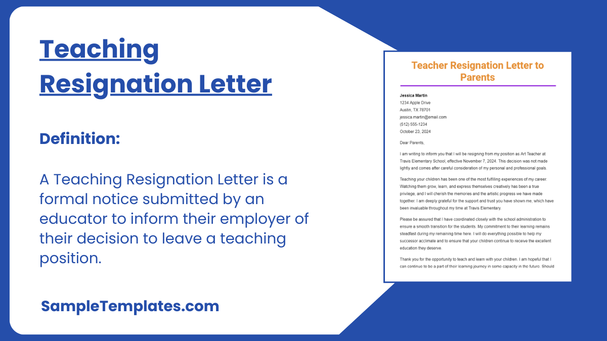 Teaching Resignation Letter