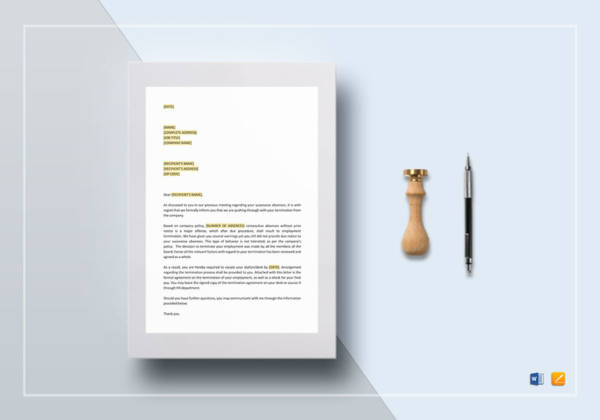 termination letter excessive absenteeism template