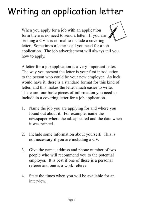 writing an application letter