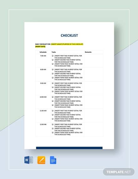 FREE 43  Sample Checklist Templates in PDF Excel MS Word Google