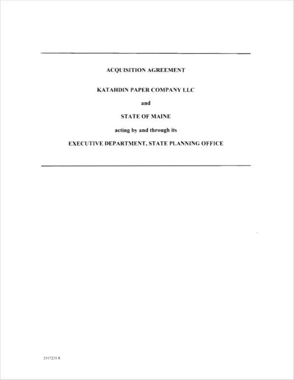acquisition agreement in pdf