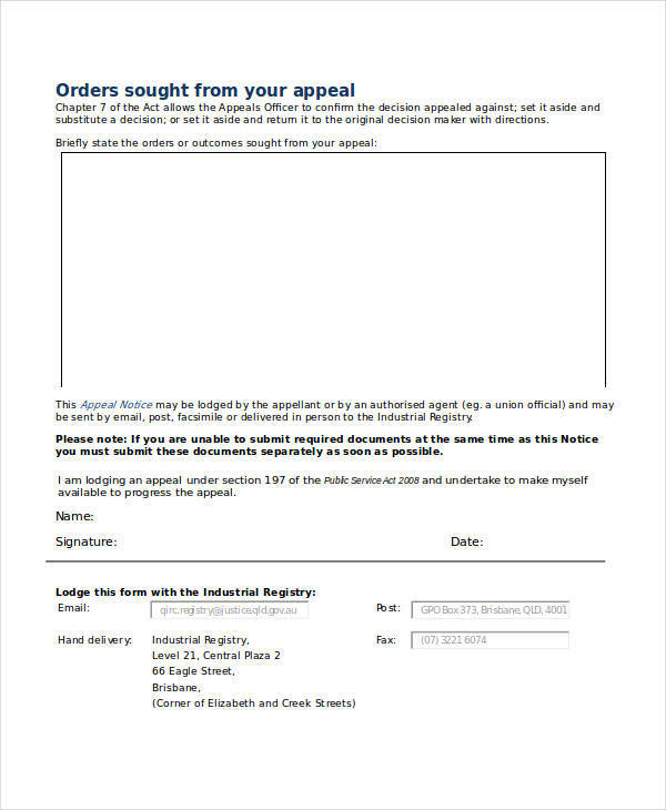 appeal notice template1