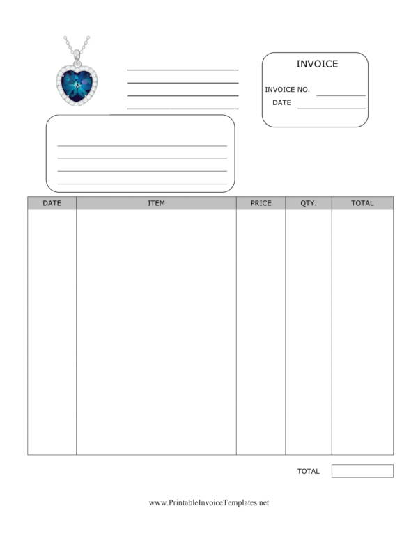 blank jewelry invoice template