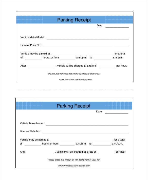 free 6 parking receipt samples in pdf ms word