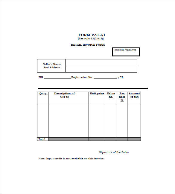 blank retail invoice form