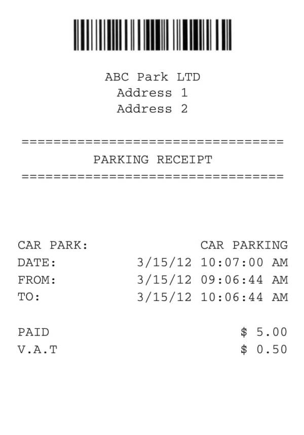 car parking receipt template