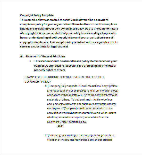 copyright policy template