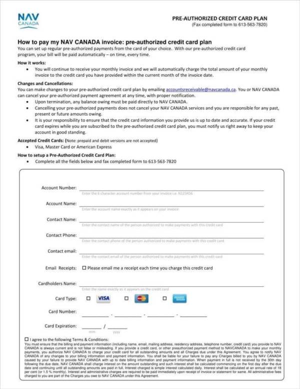 template form debit Templates Receipt PDF   7 Templates Sample Card  â€“ Credit