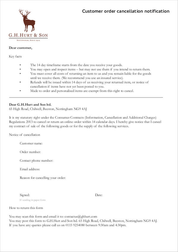 Free 3 Purhase Order Cancellation Letter Samples And Templates In Pdf