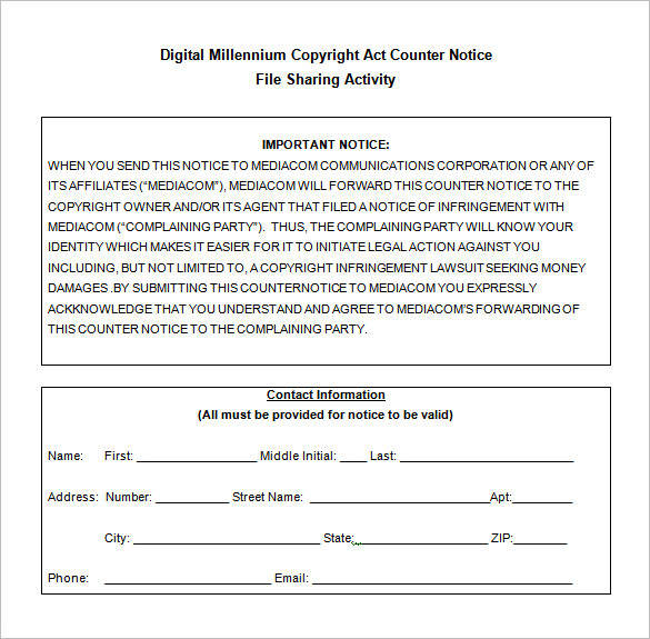 dmca counter notice form