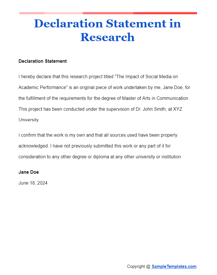 declaration statement in research