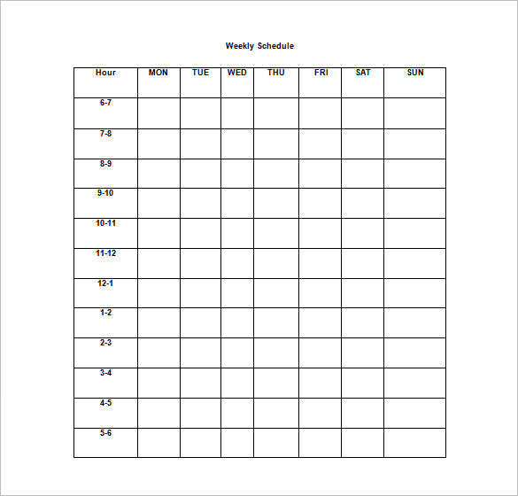 editable weekly task schedule template