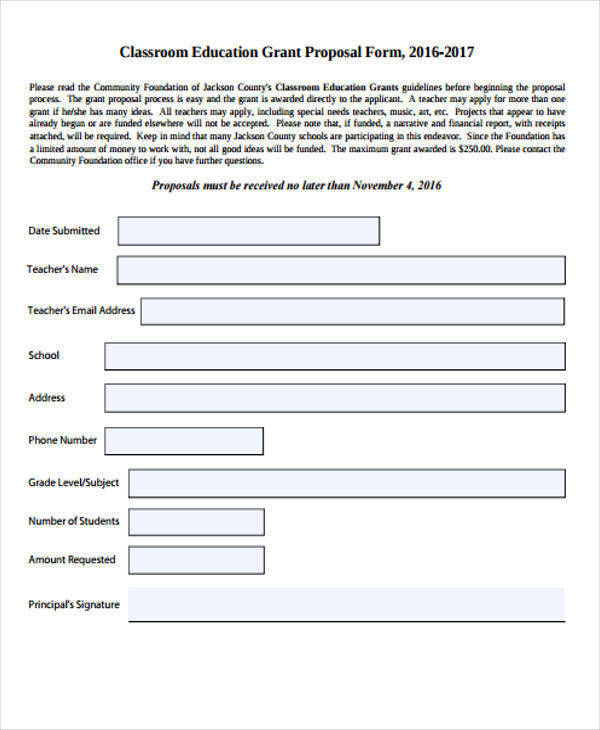 Grant Writing Templates   Education Grant Writing Form 