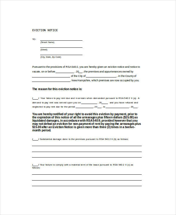 eviction notice template