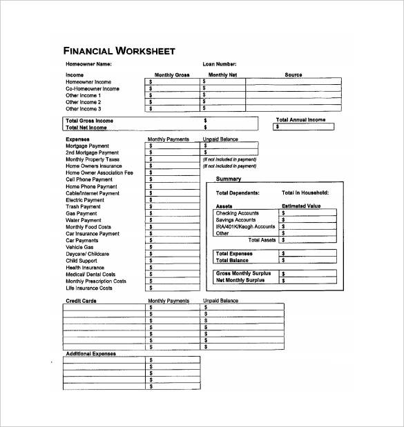financial accounting spreadsheet template