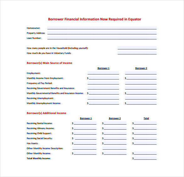 financial information task spreadsheet template