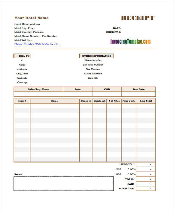 formal receipt template