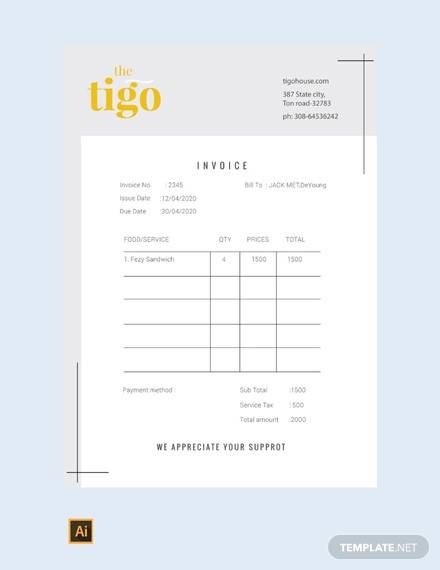 free restaurant invoice template