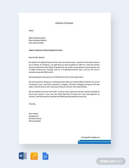 free statement letter