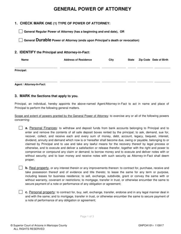 general power of attorney forms and instructions