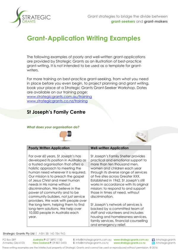 grant application writing examples